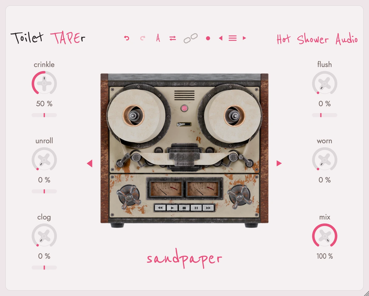 Sandpaper. 7½ ips, half speed: darker, fatter, more wobble. Driven harder.
