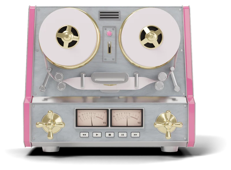 Silk, the pink and brass machine, from the front